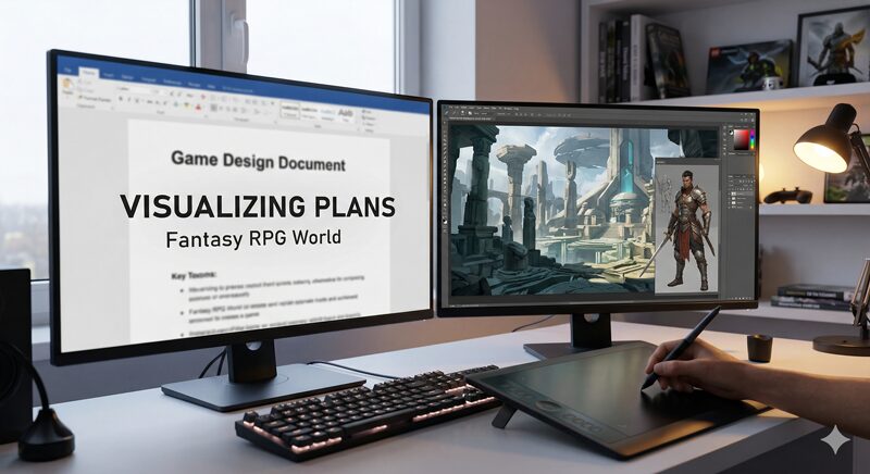 작업책상. ai생성.